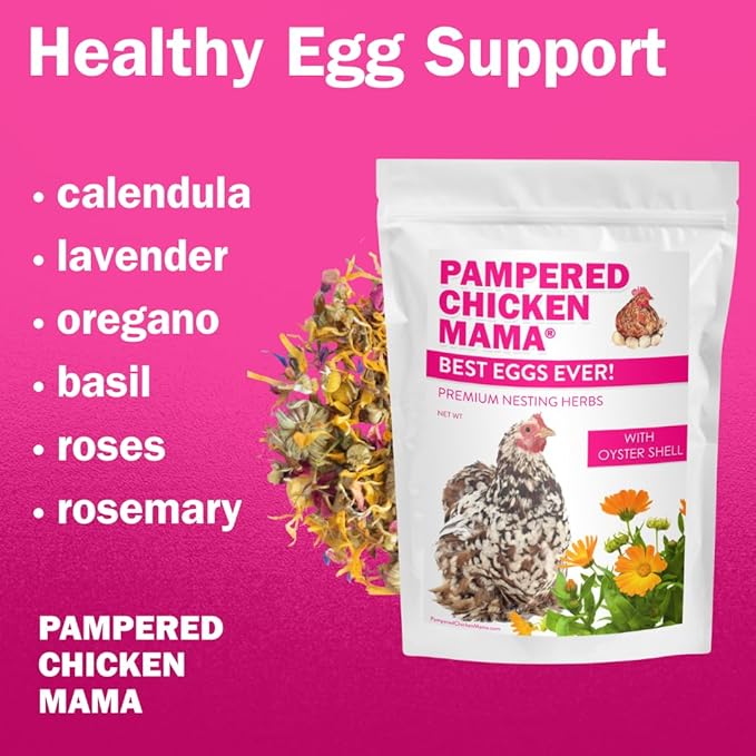 Pampered Chicken Mama Premium Nesting Herbs for Chickens (20 oz) Made with Flowers & Botanicals | Chicken Nesting Herbs | Nesting Herbs for Chicken Coop Herbs