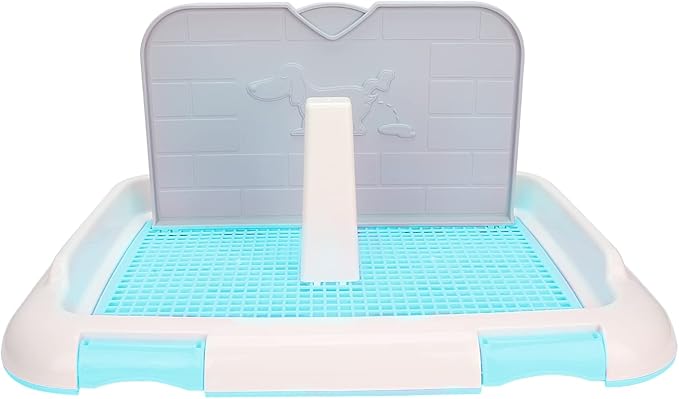 Dog Toilet Indoor Puppy Training Toilet Cat Potty Fence Dog Scheduled Urination Potty Tray Dog Litter Box (Blue)