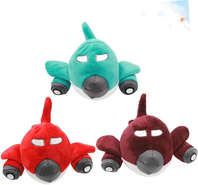 Didiseaon 3pcs Pet Interactive Plane Shape Squeaky Chewing Toy Creative Sound Playing Intellectual Toys for Dogs Cats Red Reduce Boredom Destructive Behavior