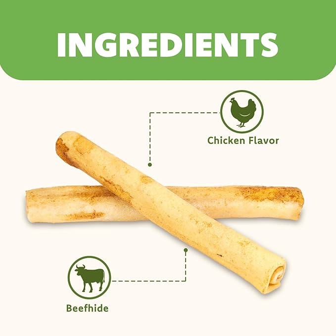 MON2SUN Dog Rawhide Rolls Twist Sticks 6.5 Inch Chew Treats Chicken Flavor 60 Count for Puppy and Small Dogs
