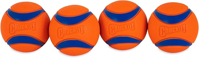 Chuckit! Ultra Rubber Dog Balls 4 Pack | Dog Balls Indestructible Dog Toys Indestructible Dog Ball Compatible with Chuck It Dog Ball Launcher 18M Tennis Ball Launcher | Dog Toy Balls for Dogs Medium