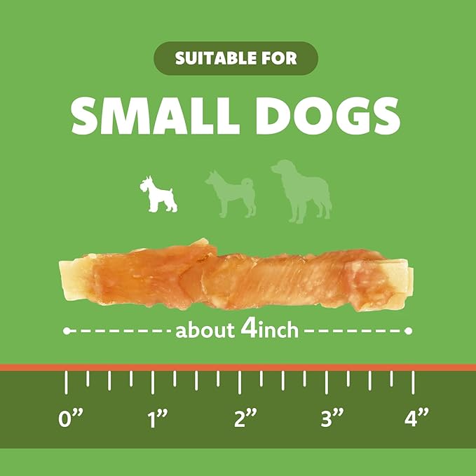 MON2SUN Rawhide Free Dog Treats, 4 Inch Chicken Wrapped Cod Fillet Dog Snacks for Small Dogs, Soft and Training Treats, 10.58oz (30 Count-Pack of 1)