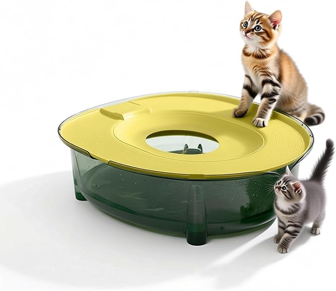Cat Toilet Training Kit Portable Litter Box Flushable Design Odor Control Anti-Splash Large Thickened PP Material, 15.75 x 14.37 x 4.92 Inch (Yellow)