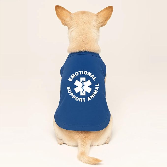 Emotional Support Animal Dog Tee Shirt | Sleeveless Breeds | Service Dog | Working Animal | Assistance |Royal Blue, Large 209