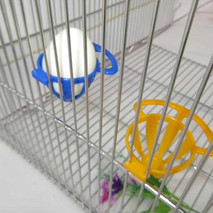 KALLORY 2pcs Parrot Feeding Bowls Pet Basket Food Basin for Birds Cage Mounted Vegetable Fruit Holder Suitable for Parrots and Small Birds Random Color