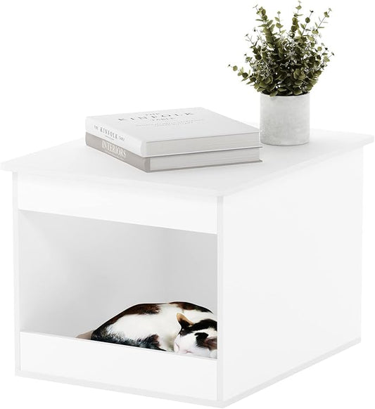 Furinno Peli Top Opening Litter Box Enclosure, Solid White