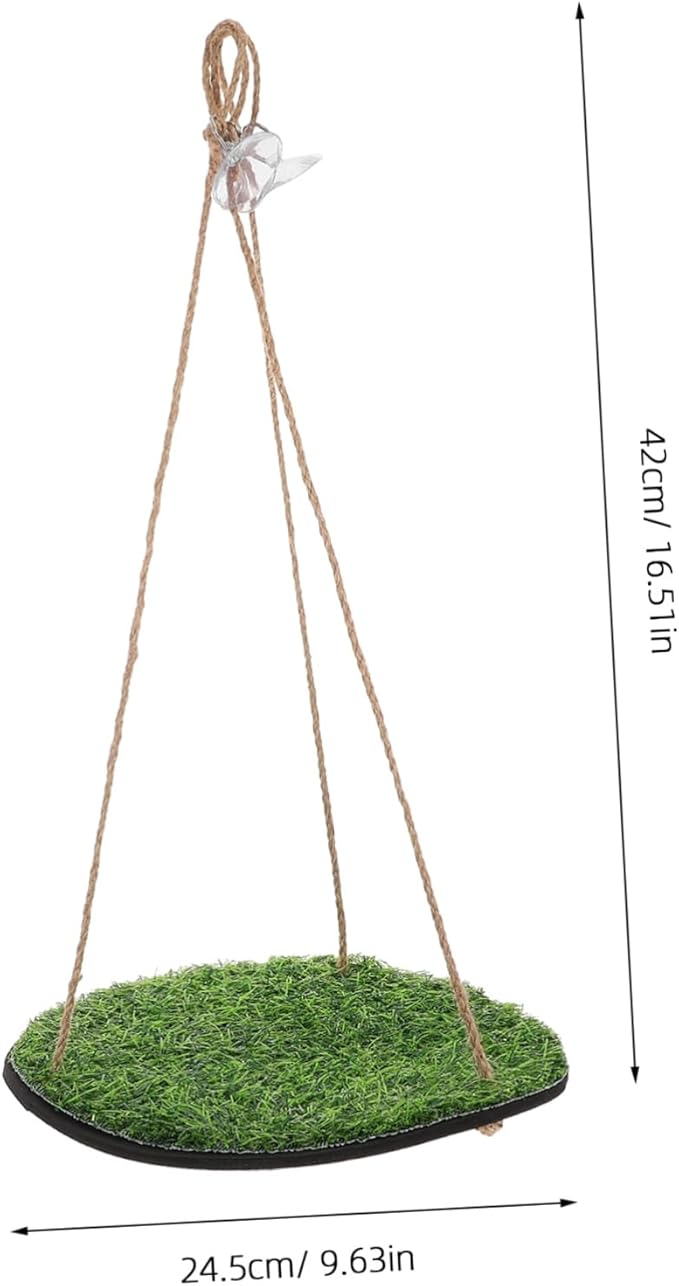 Toddmomy Artificial Grass Parrot Hammock Reptile Climbing Swing Net for Indoor Outdoor Use Bird Cage Accessory for Gecko Lizard and Chameleon