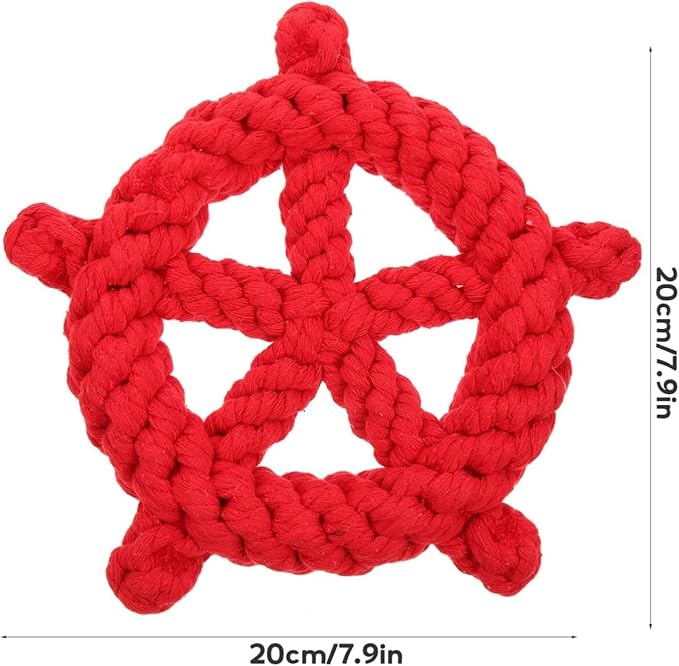 RCFINE Dog Rope Toy Dog Chew Toys Nautical Wheel Shaped Pet Chew Rope Toy Gift for Dog Cat (Blue)