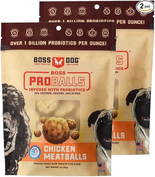 Boss Dog Boss Proballs Meatball Treats for Dogs & Cat, Chicken Recipe, 3 oz Bag (Bag of 2)