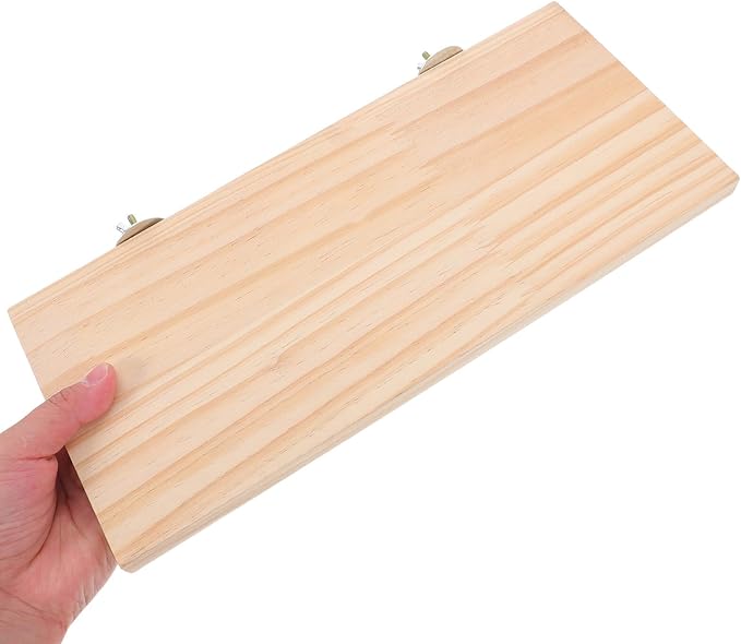 Wood Perch Stand Platform for Parrot and Small Pets, Rectangular Bird Cage Accessory, Natural Wood Exercise for Hamster, Chinchilla, Squirrel,