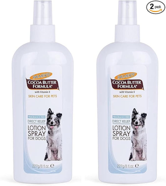 Palmer’s for Pets Cocoa Butter Formula Direct Relief Spray-On Lotion for Dogs,Moisturizing Dog Skin Care Spray to Help Soothe Dry and Itchy Skin with Easy Spray Application,8 Fl Oz,(Pack of 2)
