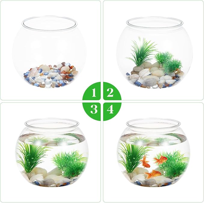 Abaodam 8.66 Inch Round Desktop Fish Tank Small Clear Plastic Fish Bowl Aquarium for Betta and Aquatic Plants Home Office Garden Decoration