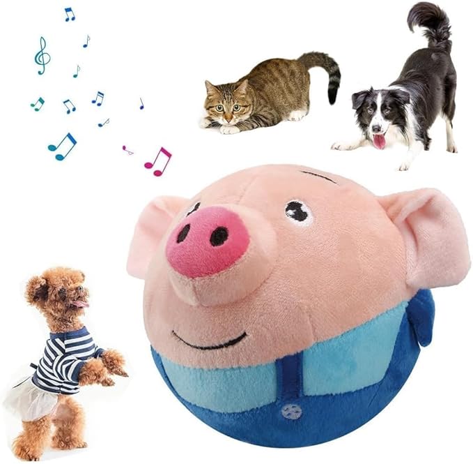 Interactive Dog Toys, Active Moving Pet Plush Toy, 2026 Squeaky Moving Dog Ball, Washable Cartoon Pig Sound Electronic Dog Toy, Shake Bounce Boredom Talking Toys for Dog Cats (Pig)