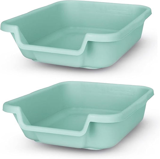 Dog Litter Box, Green Color, Small Size, Durable & Pet Safe Puppy Litter Box, Indoor Open Top Entry Dog Litter Pan, Comfortable for Dogs, Great for Small Dogs up to 6 lbs (2 Pack)