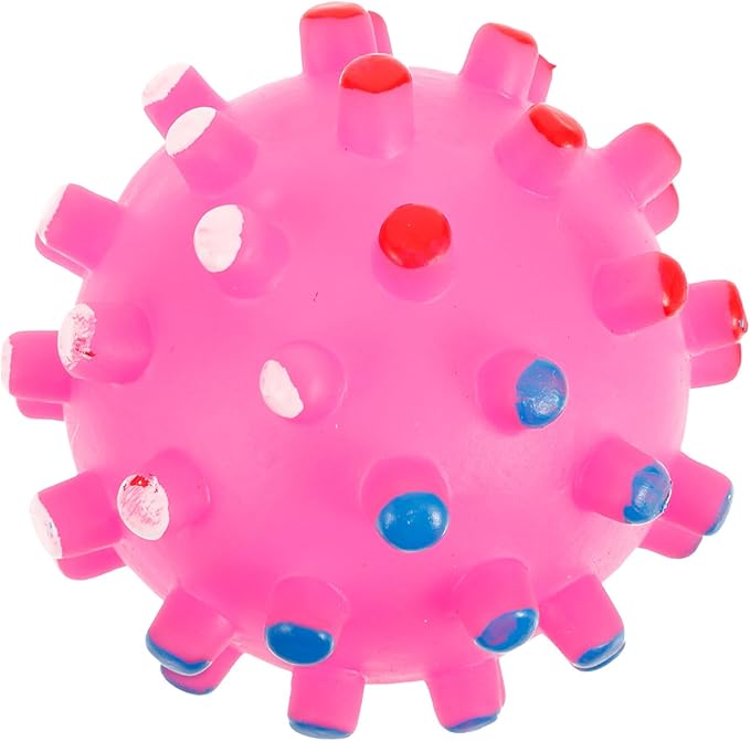 Colorful Chew Ball Squeaker for Cats and Dogs Quack Sound Pet Toy Random Spiky Design for Chewing and Playtime