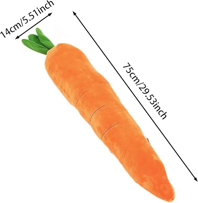 29.5 Inch Large Carrot Plush Pet Toy for Soft Chewers, Durable Squeaky & Crinkle, Anti Boredom Chew Toy for Dogs & Cats, Interactive Calming Chew Toy for Indoor Pets (Orange)