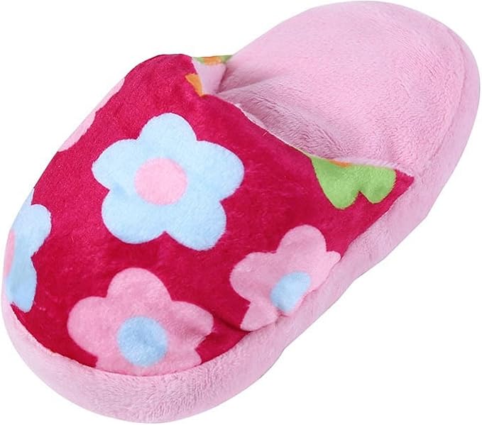 Pink Flowers Cute Pet Puppy Dog Cat Slipper Shape Plush Chew Play Toy Flip-Flops Squeaky Toys Dog Squeak Toys Pet Supplies