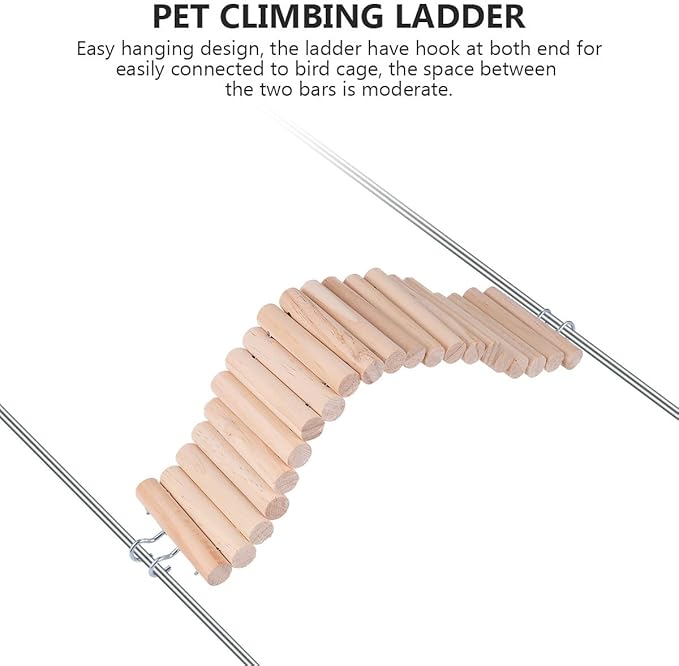 Wooden Hamster Chew Ladder with Hanging Hook 7.5x30cm Small Animal Climbing Bridge for Hamsters Mice and Small Birds Cage Accessories