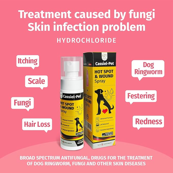 Hot Spot Spray Treatment, Wound Care & Itch Relief Spray for Dogs and Cats, Relives Scratching, Itchy Skin and Paw Licking, for All Animals, 2.02oz