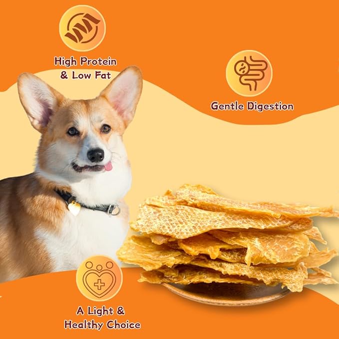 Air-Dried Chicken Jerky Dog Treats, High-Protein & Grain-Free Tender Snacks, All Natural Single Ingredient Training Reward for All Dogs, 5.29 Ounce (2 Pack x 5.29 Ounce(Pack of 2),Chicken)