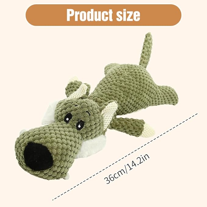 ROWPOZ Dog Plush Toys for Aggressive Chewers, 2026 New Indestructible Dog Squeaky Toys Dogs Puppy Chew Toys, Durable Chew Toys Dogs Plush Toy to Keep Them Busy (Green Wolf)