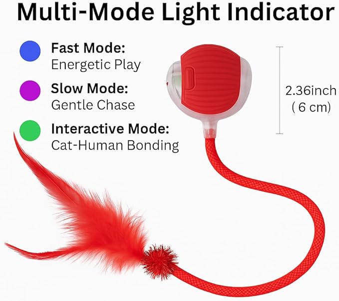 Interactive Cat Toy Ball – Rechargeable Smart Rolling Cat Ball Toy – Auto Movement – Indoor Cat Toys for Kittens – Light-Up Modes – Dual Speed – Cat Toys Interactive