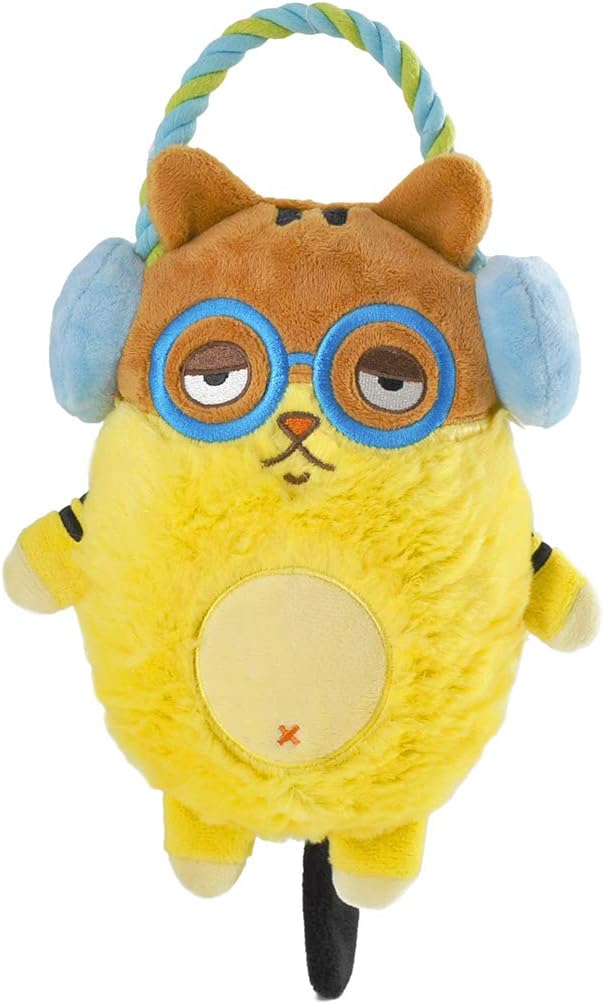 HugSmart Pet – Melody Bros | Squeaky Plush Rope Tug Dog Toy with Less Stuffing (Melody Bros-Cat)