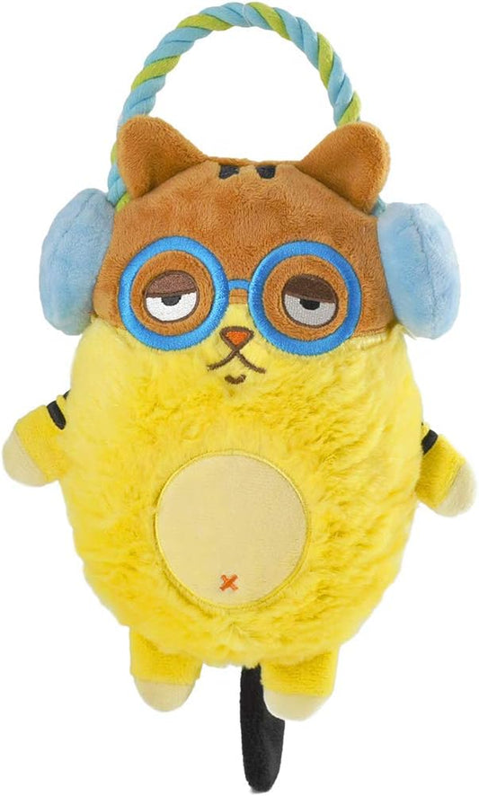 HugSmart Pet – Melody Bros | Squeaky Plush Rope Tug Dog Toy with Less Stuffing (Melody Bros-Cat)