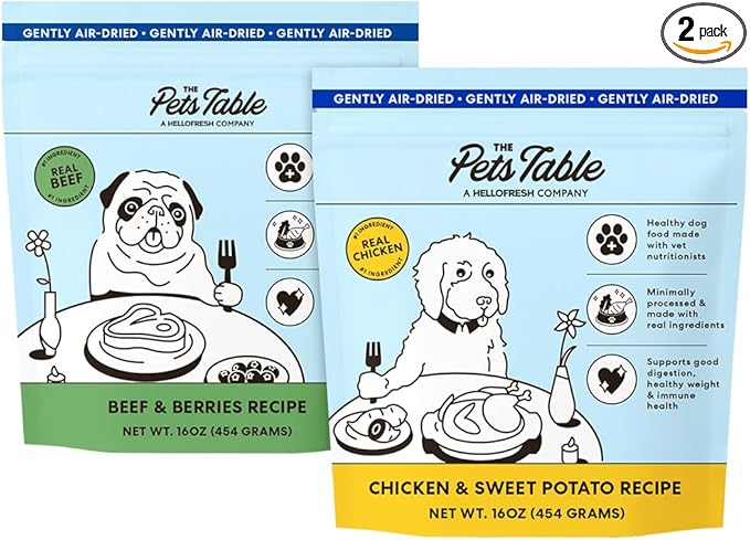 The Pets Table Mixed Grain Free and Grain Inclusive, Air Dried Dog Food 2 Pack - Beef & Berries + Chicken & Sweet Potato, 16 Ounce (Pack of 2)