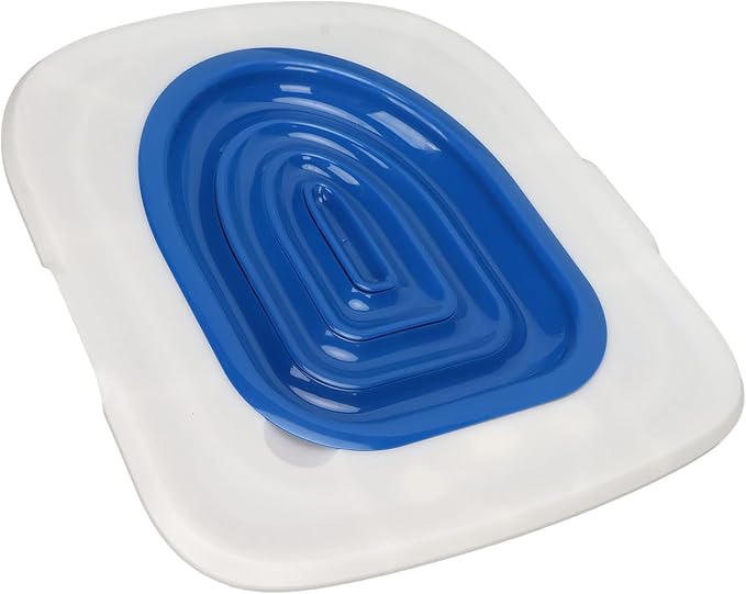 Cat Toilet Training Kit, Reusable Universal Cats Potty Toilet Trainer System, Teach Kitty How to Use Toilet Bowl, Professional Cat Urinal Seat Trainer for Home (White Tray, 1 Blue Inner Support)