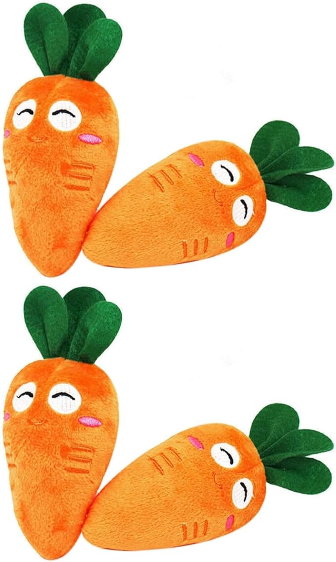4Pcs Carrot Dog Toys with Multi-Squeakers - Soft Plush Chew Toys for Puppies and Cats, Interactive Bite-Resistant Pet Supplies, Cute Carrot-Shaped Cat/Dog Toy