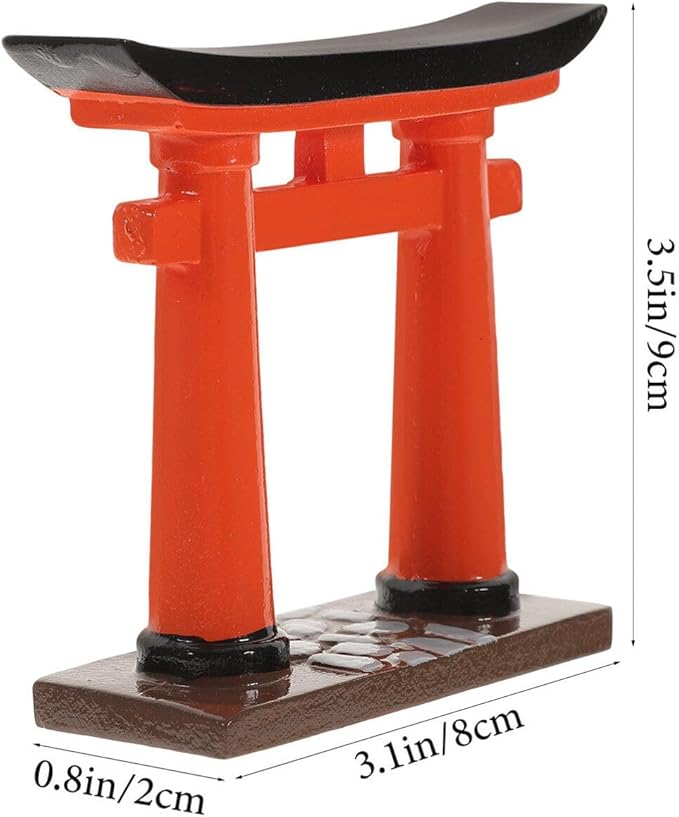 Toddmomy Miniature Torii Gate Aquarium Decor 2-Pack Japanese Style Fish Tank Ornaments 3.54X1.57X3.14 Inch Zen Garden Micro Landscape Decoration for Aquatic Pets