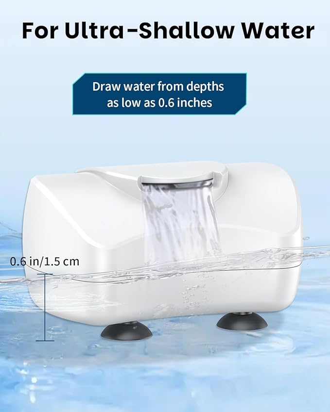 Pawfly 80 GPH 4 W Mini Turtle Filter for 1-10 Gallon Tanks, Low Water Level Bio-Filtration Turtle Tank Filter, Ultra Quiet Small Turtle Water Filter, Internal Filter for Amphibians Frogs Newts