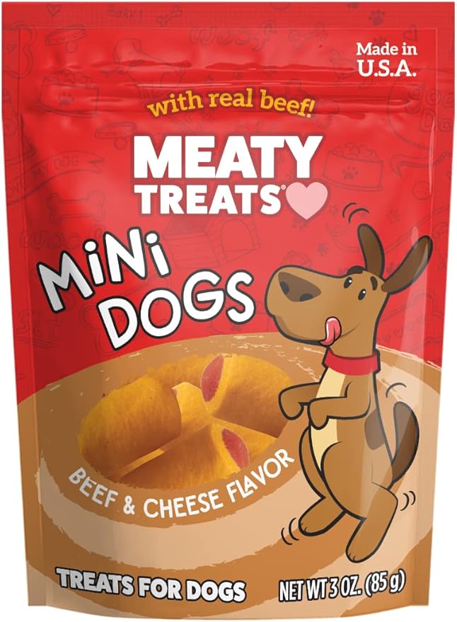 Meaty Treats Mini Dogs Beef & Cheese Flavor Soft & Chewy Dog Treats, 3-oz. (Pack of 16)