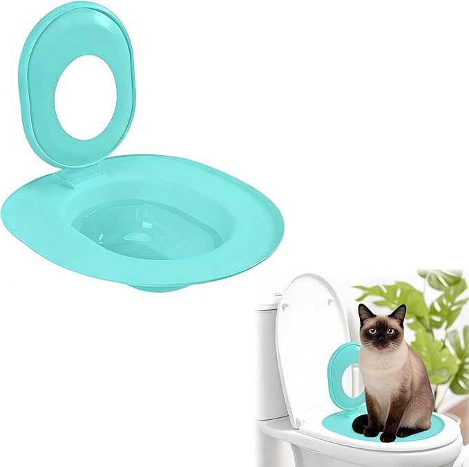 Cat Toilet Seat Training Kit,Reusable Plastic Trainer for Pet Cleaning,Removable Pet Toilet Training System,Portable Trainer for Home Pet Shop Pet Care,Easy Installation,Stable and Durable (Blue)