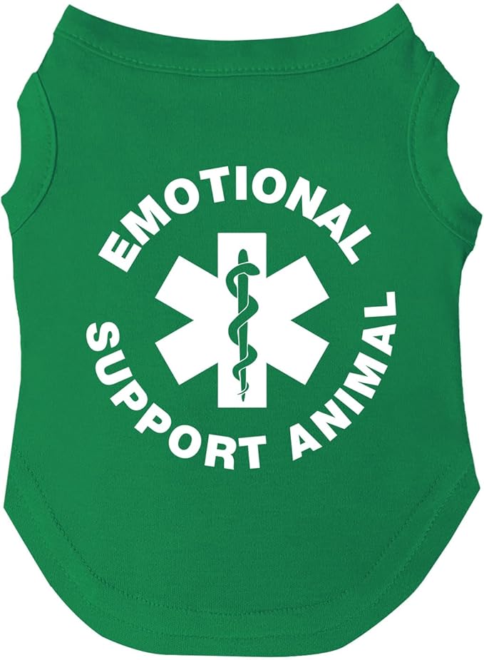 Emotional Support Animal Dog Tee Shirt | Sleeveless Breeds | Service Dog | Working Animal | Assistance |Green, 5X-Large 209