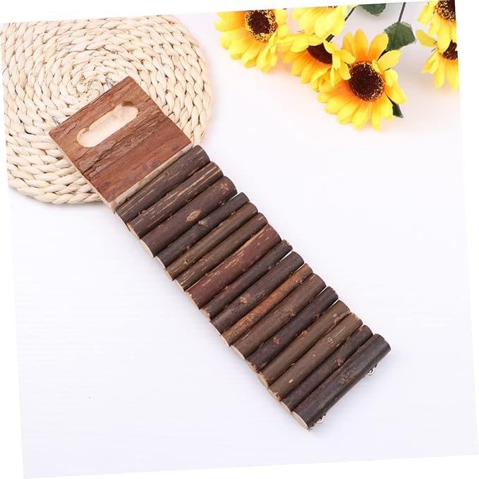 Hemoton Wooden Hamster Ladder Bridge Toy 7cm x 27cm Small PET Climbing Chew Toy for Hamsters Parrots and Birds for Cage Accessories and Interactive Play