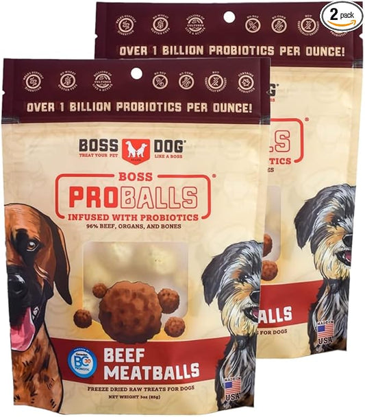 Boss Dog Boss Proballs Meatball Treats for Dogs & Cat, Beef Recipe, 3 oz Bag (Bag of 2)