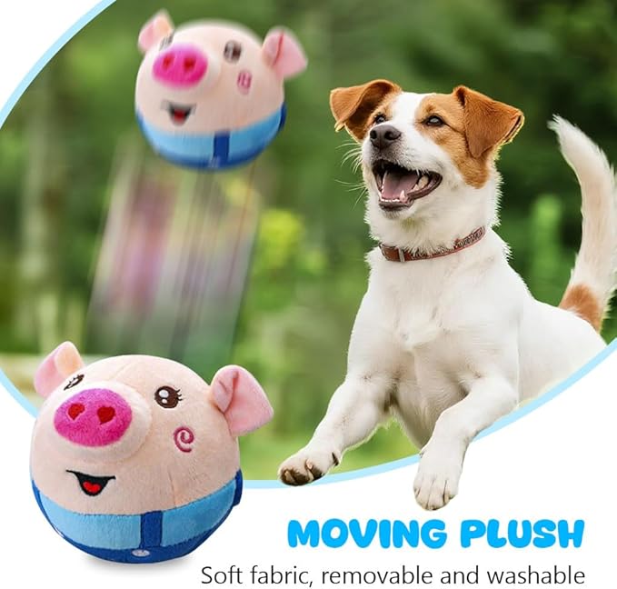 Interactive Dog Toys, 2026 New Active Moving Pet Plush Toy, Rechargeable Squeaky Dog Ball Toy with Talking Sound, Washable Cartoon Pig Plush Toy (#10)