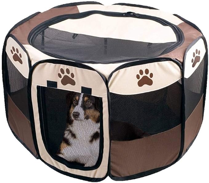 Etna Portable Foldable Pet Playpen For Dogs, Paw Print - Indoor and Outdoor Use, Medium/Large Sized Pets - Pop-Up, Traveling, Kennel Design, Ideal for Keeping Pets Safe and Secure - 36 x 23 Inches