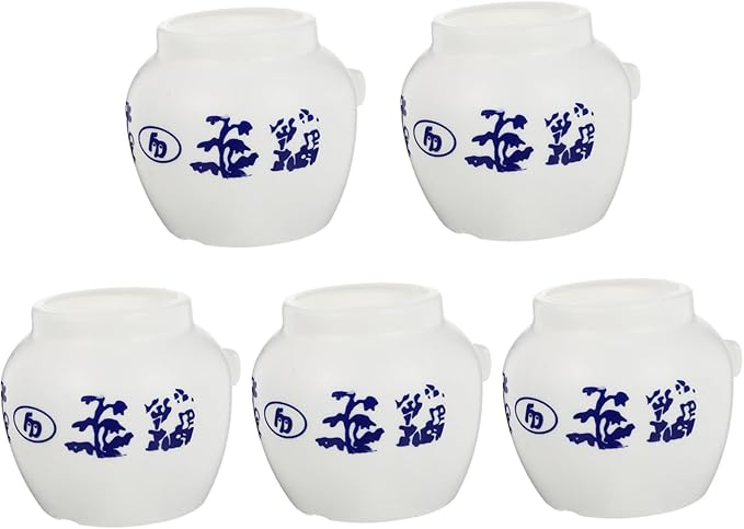 5pcs Small Blue and White Porcelain Style Parrot Bowls Bird Feeding Cups Water Dishes for Cockatiels Parakeets Bird Cage Accessories