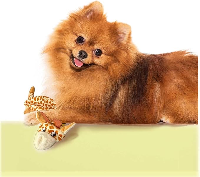 Trenton Gifts Extra Long Stuffing Free Dog Toys with Squeaker. Set of 2. Giraffe and Alligator