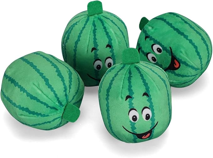 plplaaoo 4Pcs Pet Plush Watermelon Toy Set, Squeak and Chew Interactive Toys for Dogs and Cats, Material, Relieves Boredom and Anxiety