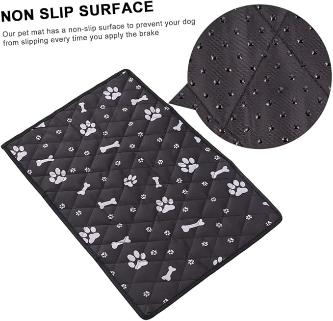 ARTIBETTER Breathable Dog Car Seat Cover with Non-Slip Pet Automobile Pad, Black Bone Paw Print, M Size 50x35cm, Lightweight Protective Back Seat Mat for Dogs in Car Travel