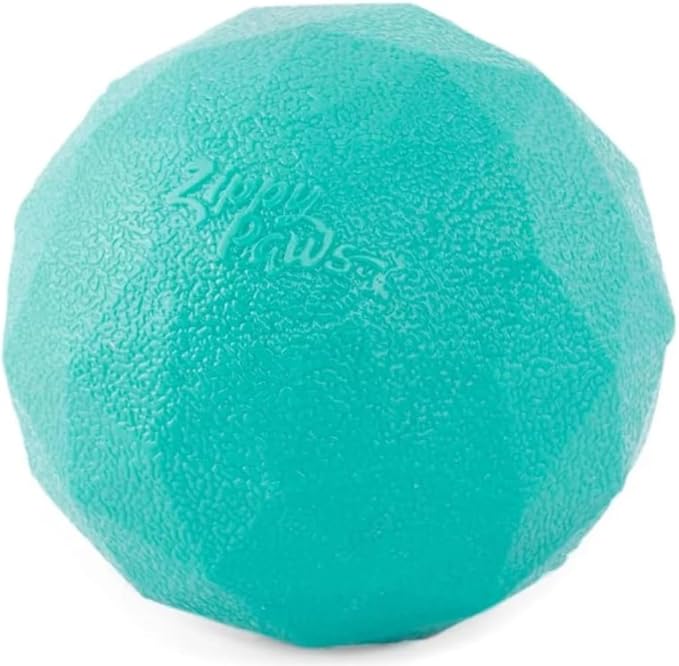 ZippyPaws ZippyTuff Waggle Ball - Dog Toys for Aggressive Chewers, Heavy Duty Rubber Ball for Fetch, Tough & Durable Chew Toy for Small & Medium Dogs, Use for Outdoor or Indoor Play - Teal