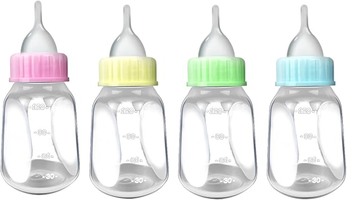 Pet Feeding Bottle Kit - 4 Oz Milk Water Dispenser - Nipple Brush Set - Suitable for Kittens, Puppies, Small Dogs - Leak Proof, Silicone Materials