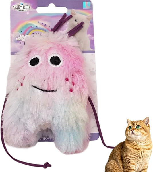 Cute Monster Plush Catnip Toy Interactive Soft Chew Plush Catnip Toys for Indoor Cats and Kittens 3.9" (Pink-2)