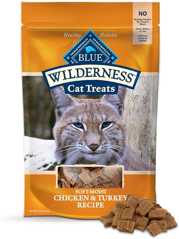 Buffalo Wilderness Soft Moist, Grain Free, Cat Treats, Variety Pack - 3 Flavors 2 Pack (Chicken & Trout, Chicken & Salmon, Chicken & Turkey) - 2 Oz