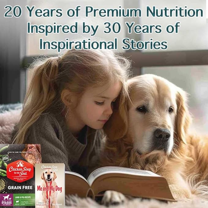 Chicken Soup for the Soul All Natural Premium Grain-Free All Life Stage Dry Dog Food, Real Meat First Ingredient, No By-Products, Added Taurine Supports Heart Health, Lamb & Pea, 25lb