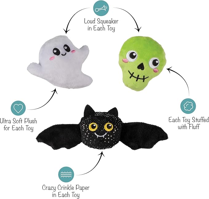 Fringe Studio Pet Toy, Boo YAH! Plush Dog Toy 3 PCS Set, PetShop Collection (662191)